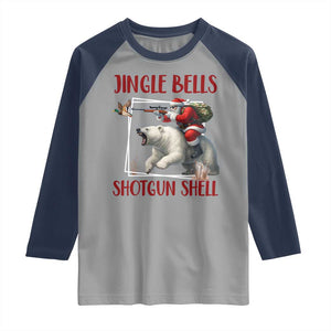 Funny Christmas Hunting Raglan Shirt Jingle Bells Shotgun Shells TS12 Sport Gray Navy Print Your Wear