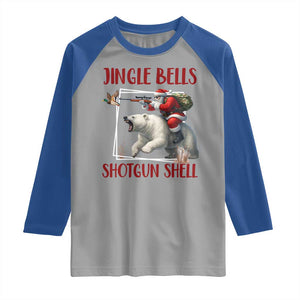 Funny Christmas Hunting Raglan Shirt Jingle Bells Shotgun Shells TS12 Sport Gray Royal Print Your Wear