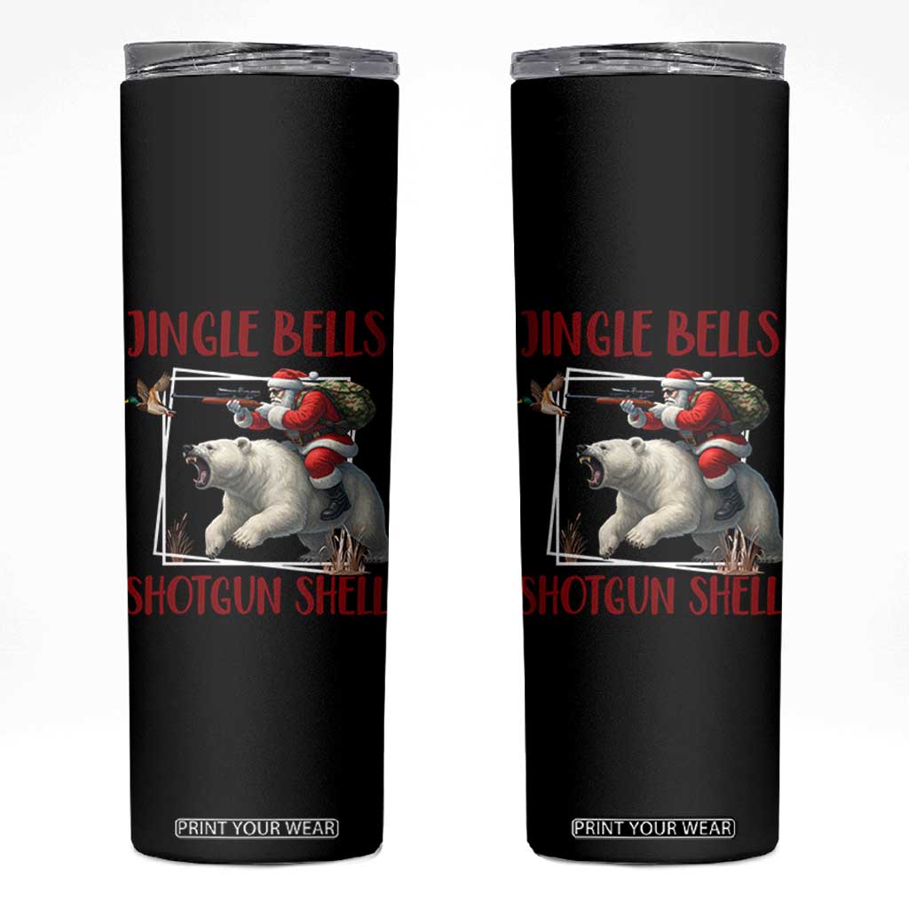 Funny Christmas Hunting Skinny Tumbler Jingle Bells Shotgun Shells TS12 Black Print Your Wear