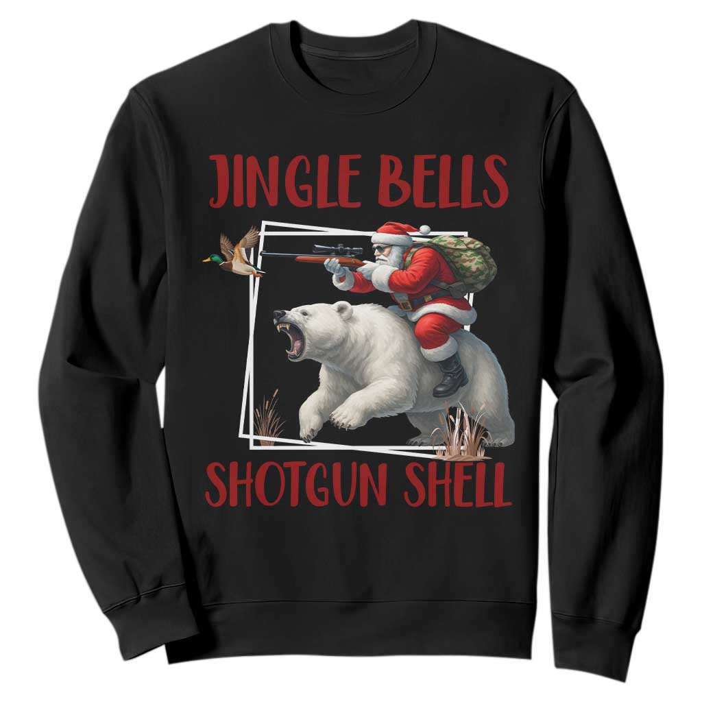 Funny Christmas Hunting Sweatshirt Jingle Bells Shotgun Shells TS12 Black Print Your Wear