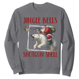 Funny Christmas Hunting Sweatshirt Jingle Bells Shotgun Shells TS12 Charcoal Print Your Wear