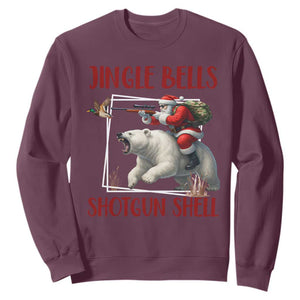 Funny Christmas Hunting Sweatshirt Jingle Bells Shotgun Shells TS12 Maroon Print Your Wear