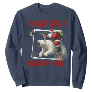 Funny Christmas Hunting Sweatshirt Jingle Bells Shotgun Shells TS12 Navy Print Your Wear