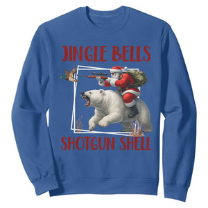 Funny Christmas Hunting Sweatshirt Jingle Bells Shotgun Shells TS12 Royal Blue Print Your Wear