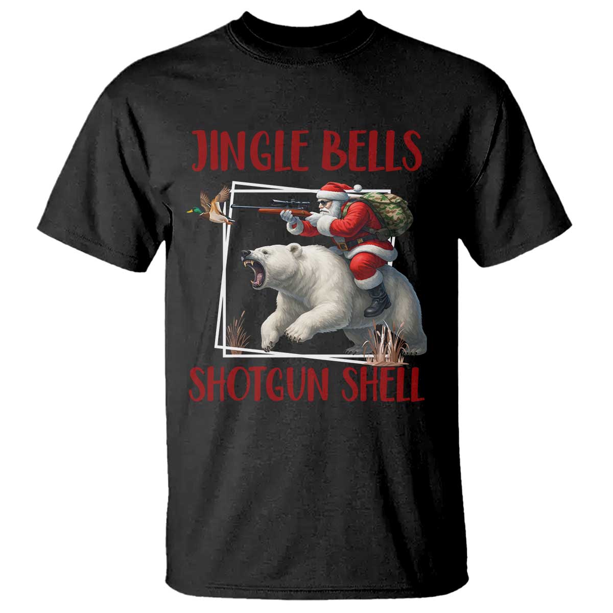 Funny Christmas Hunting T Shirt Jingle Bells Shotgun Shells TS12 Black Print Your Wear