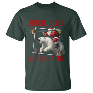 Funny Christmas Hunting T Shirt Jingle Bells Shotgun Shells TS12 Dark Forest Green Print Your Wear