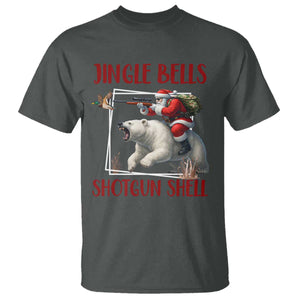 Funny Christmas Hunting T Shirt Jingle Bells Shotgun Shells TS12 Dark Heather Print Your Wear