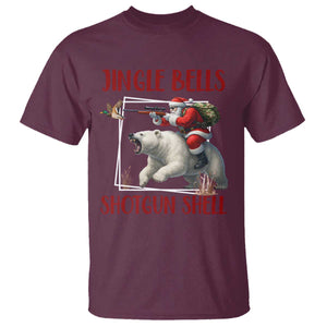 Funny Christmas Hunting T Shirt Jingle Bells Shotgun Shells TS12 Maroon Print Your Wear
