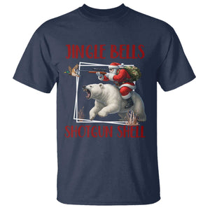 Funny Christmas Hunting T Shirt Jingle Bells Shotgun Shells TS12 Navy Print Your Wear