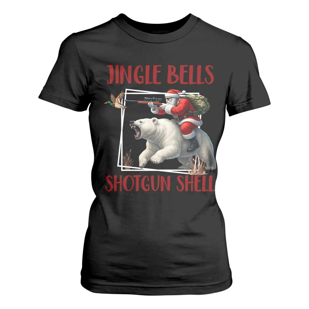 Funny Christmas Hunting T Shirt For Women Jingle Bells Shotgun Shells TS12 Black Print Your Wear