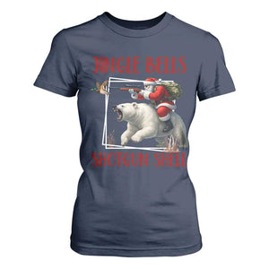 Funny Christmas Hunting T Shirt For Women Jingle Bells Shotgun Shells TS12 Navy Print Your Wear