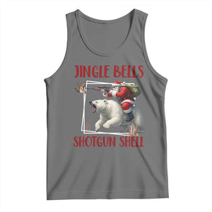Funny Christmas Hunting Tank Top Jingle Bells Shotgun Shells TS12 Black Heather Print Your Wear