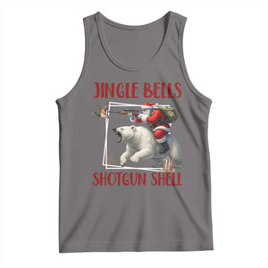 Funny Christmas Hunting Tank Top Jingle Bells Shotgun Shells TS12 Deep Heather Print Your Wear