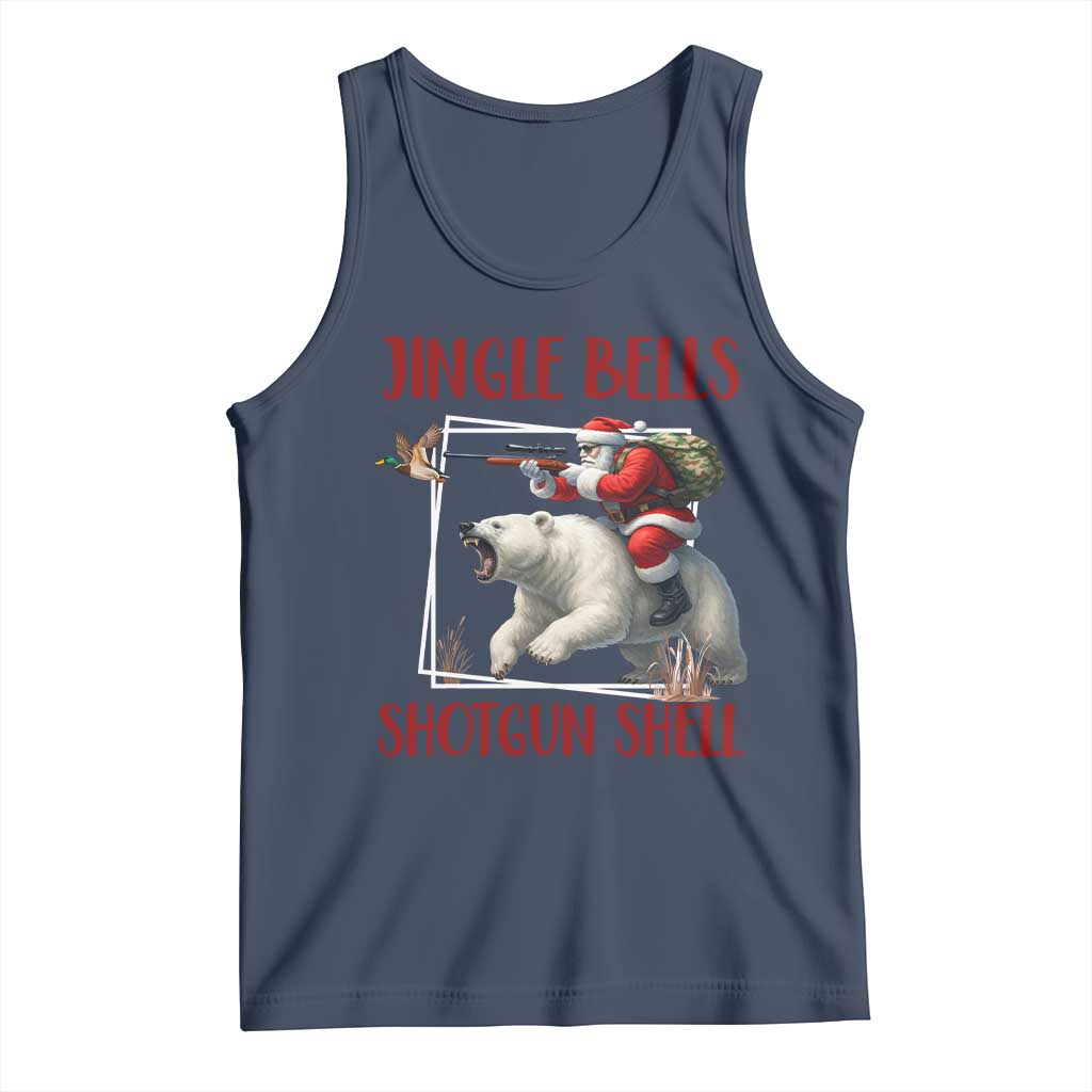 Funny Christmas Hunting Tank Top Jingle Bells Shotgun Shells TS12 Navy Print Your Wear