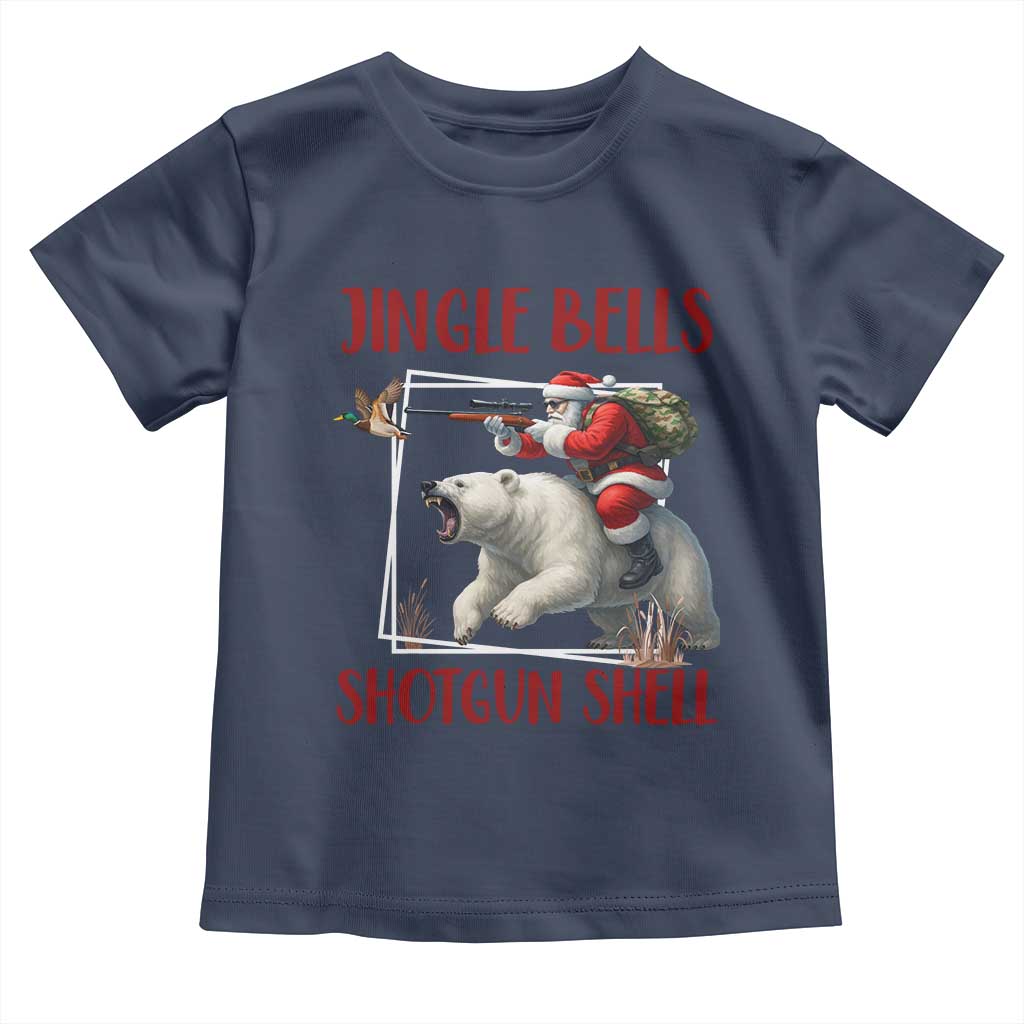 Funny Christmas Hunting Toddler T Shirt Jingle Bells Shotgun Shells TS12 Navy Print Your Wear