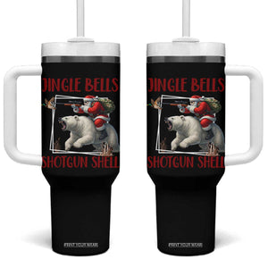 Funny Christmas Hunting Tumbler With Handle Jingle Bells Shotgun Shells TS12 One Size: 40 oz Black Print Your Wear