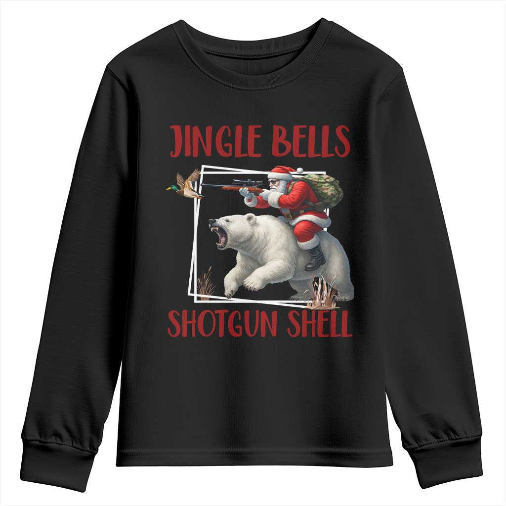Funny Christmas Hunting Youth Sweatshirt Jingle Bells Shotgun Shells TS12 Black Print Your Wear