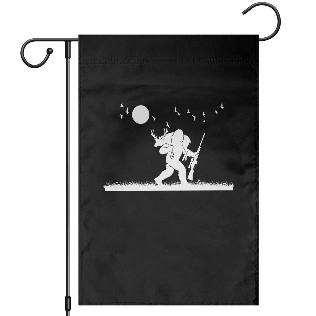 Sasquatch Hunter With Rifle Garden Flag Funny Bigfoot Outdoor Design TS12 Black Print Your Wear