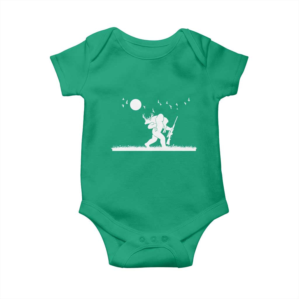 Sasquatch Hunter With Rifle Baby Onesie Funny Bigfoot Outdoor Design TS12 Irish Green Print Your Wear