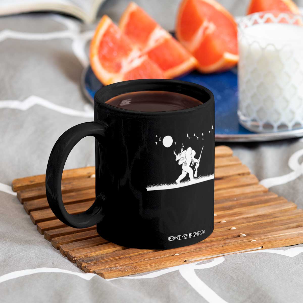 Sasquatch Hunter With Rifle Coffee Mug Funny Bigfoot Outdoor Design TS12 Print Your Wear