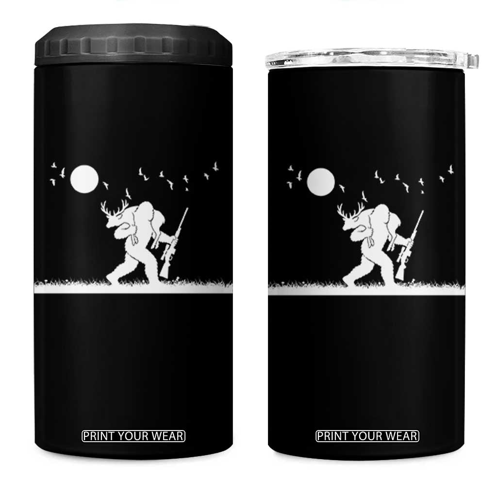 Sasquatch Hunter With Rifle 4 in 1 Can Cooler Tumbler Funny Bigfoot Outdoor Design TS12 One Size: 16 oz Black Print Your Wear