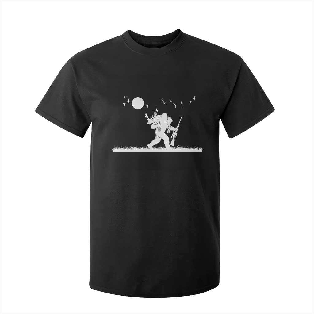 Sasquatch Hunter With Rifle T Shirt For Kid Funny Bigfoot Outdoor Design TS12 Black Print Your Wear