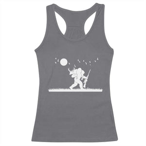 Sasquatch Hunter With Rifle Racerback Tank Top Funny Bigfoot Outdoor Design TS12 Charcoal Print Your Wear