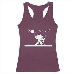 Sasquatch Hunter With Rifle Racerback Tank Top Funny Bigfoot Outdoor Design TS12 Maroon Print Your Wear