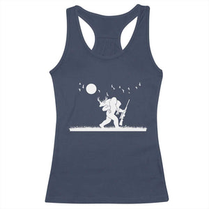 Sasquatch Hunter With Rifle Racerback Tank Top Funny Bigfoot Outdoor Design TS12 Navy Print Your Wear