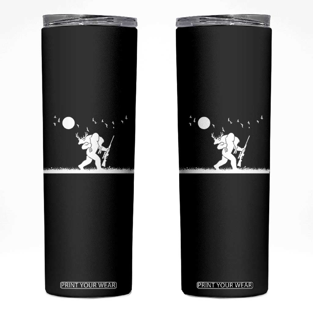 Sasquatch Hunter With Rifle Skinny Tumbler Funny Bigfoot Outdoor Design TS12 Black Print Your Wear