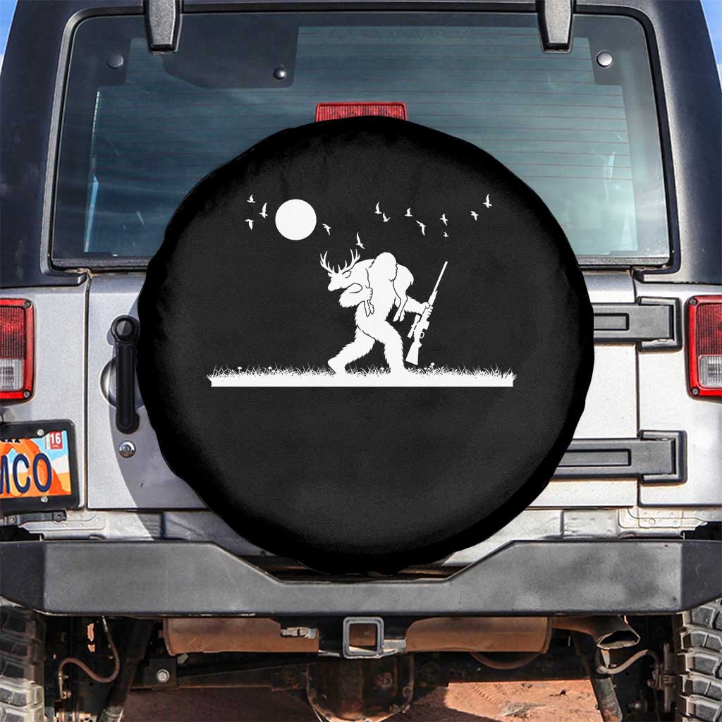 Sasquatch Hunter With Rifle Spare Tire Cover Funny Bigfoot Outdoor Design TS12 No hole Black Print Your Wear