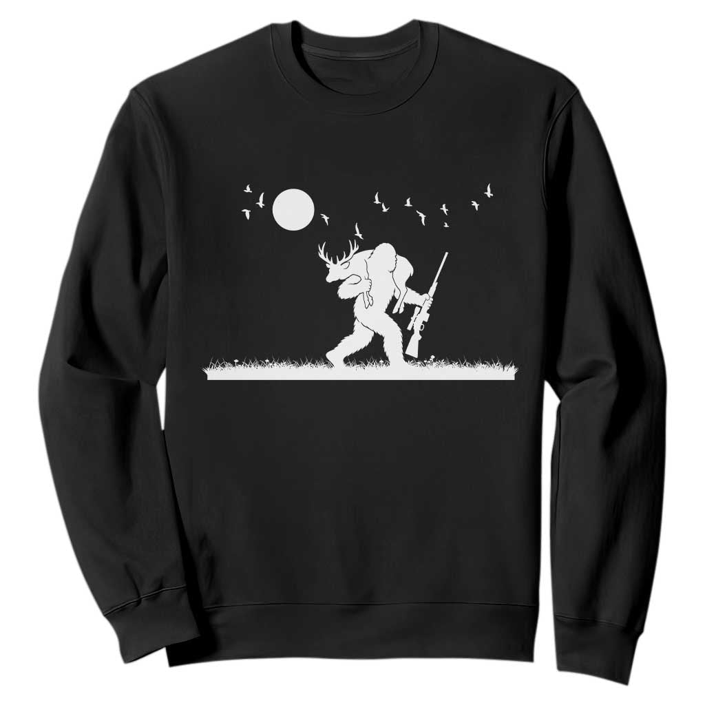 Sasquatch Hunter With Rifle Sweatshirt Funny Bigfoot Outdoor Design TS12 Black Print Your Wear