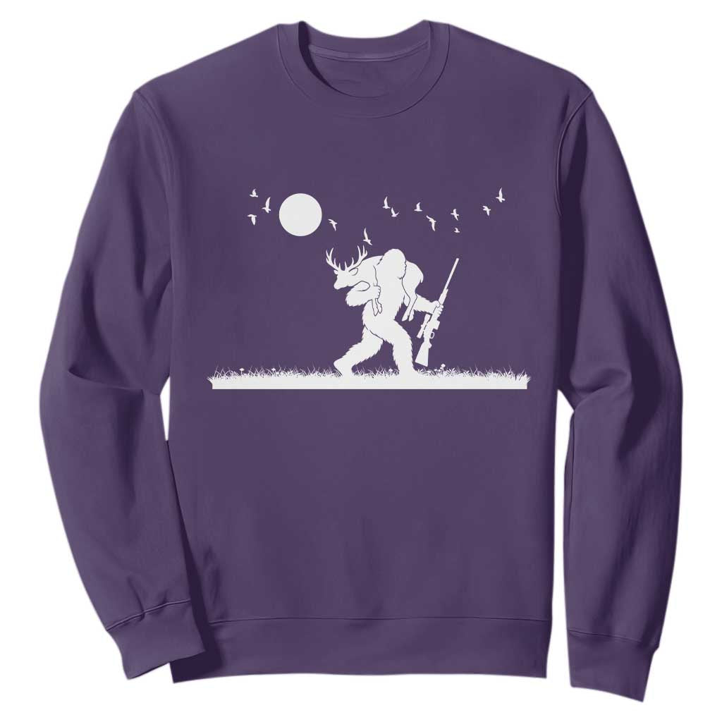 Sasquatch Hunter With Rifle Sweatshirt Funny Bigfoot Outdoor Design TS12 Purple Print Your Wear