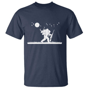 Sasquatch Hunter With Rifle T Shirt Funny Bigfoot Outdoor Design TS12 Navy Print Your Wear