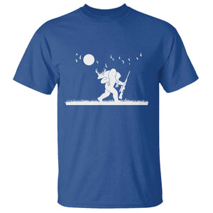Sasquatch Hunter With Rifle T Shirt Funny Bigfoot Outdoor Design TS12 Royal Blue Print Your Wear
