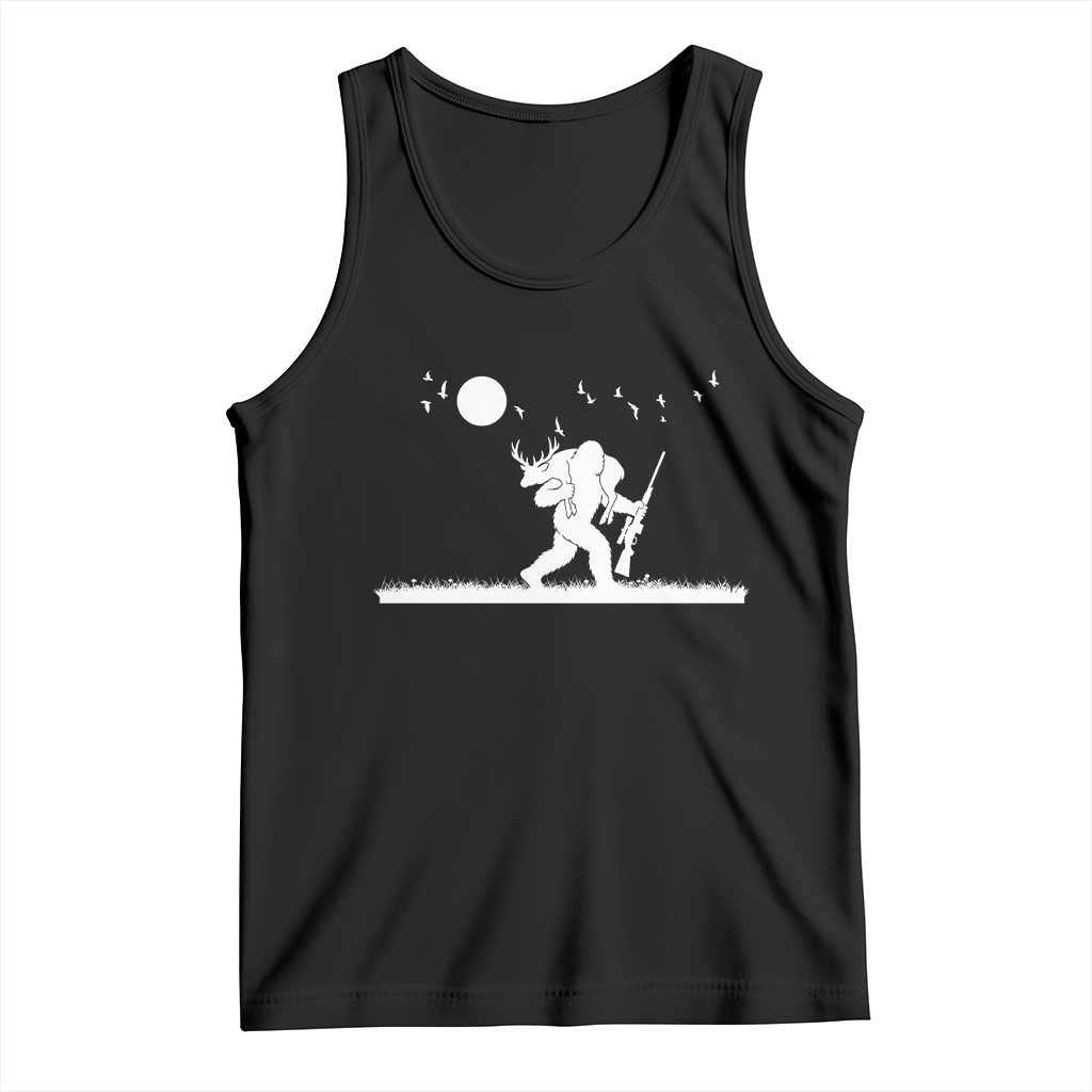 Sasquatch Hunter With Rifle Tank Top Funny Bigfoot Outdoor Design TS12 Black Print Your Wear