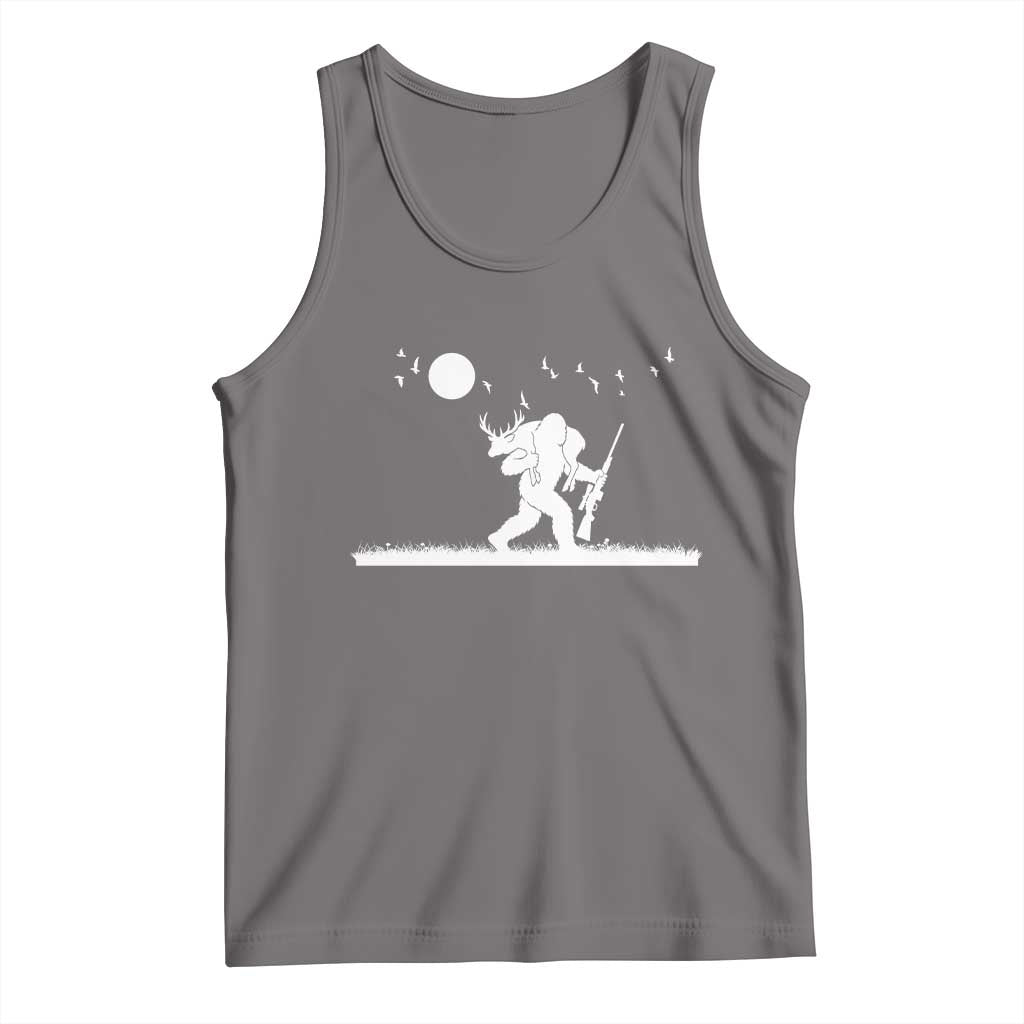 Sasquatch Hunter With Rifle Tank Top Funny Bigfoot Outdoor Design TS12 Deep Heather Print Your Wear
