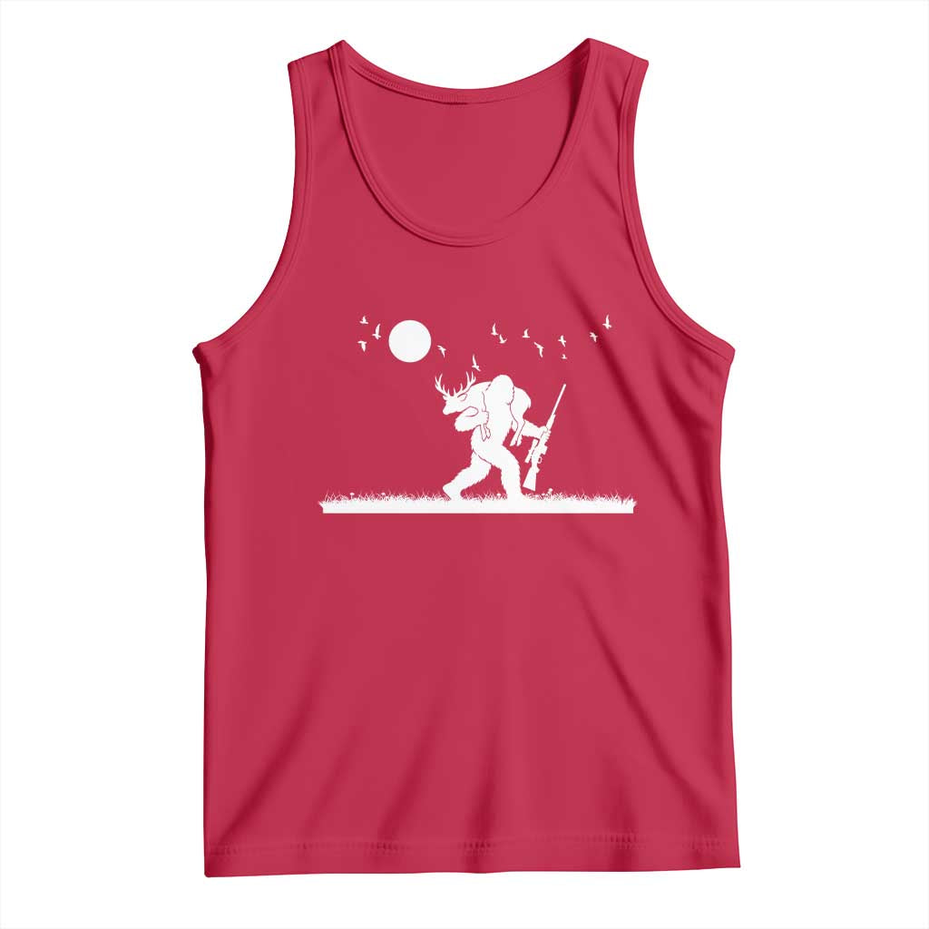 Sasquatch Hunter With Rifle Tank Top Funny Bigfoot Outdoor Design TS12 Red Print Your Wear