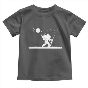 Sasquatch Hunter With Rifle Toddler T Shirt Funny Bigfoot Outdoor Design TS12 Dark Heather Print Your Wear