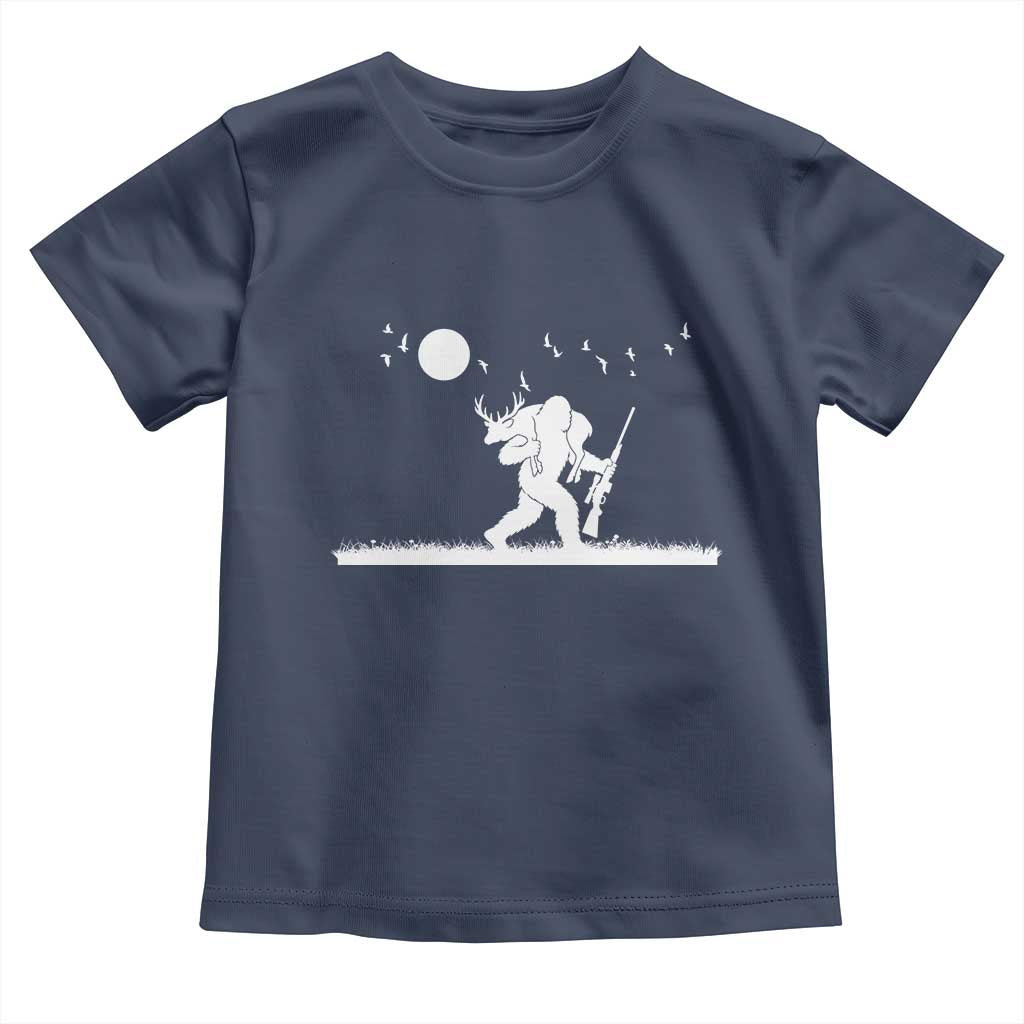 Sasquatch Hunter With Rifle Toddler T Shirt Funny Bigfoot Outdoor Design TS12 Navy Print Your Wear