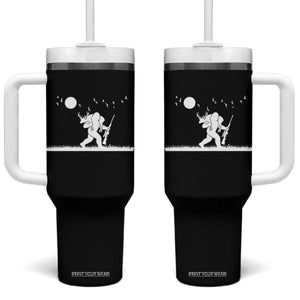 Sasquatch Hunter With Rifle Tumbler With Handle Funny Bigfoot Outdoor Design TS12 One Size: 40 oz Black Print Your Wear