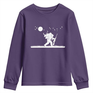 Sasquatch Hunter With Rifle Youth Sweatshirt Funny Bigfoot Outdoor Design TS12 Purple Print Your Wear