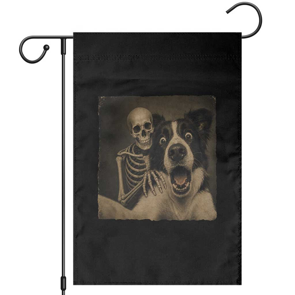 Funny Skeleton Selfie With Border Collie Garden Flag Halloween Spooky Dog Lover Gift TS12 Black Print Your Wear