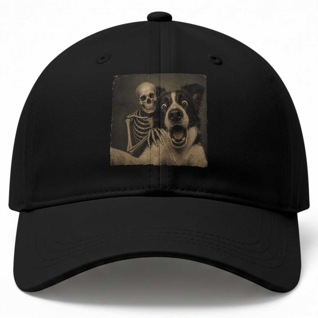 Funny Skeleton Selfie With Border Collie Baseball Cap Halloween Spooky Dog Lover Gift TS12 Print Your Wear