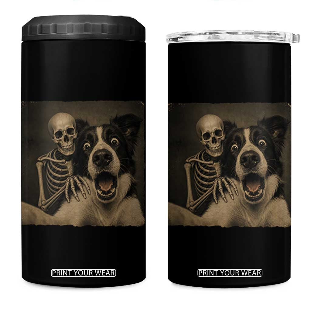 Funny Skeleton Selfie With Border Collie 4 in 1 Can Cooler Tumbler Halloween Spooky Dog Lover Gift TS12 One Size: 16 oz Black Print Your Wear