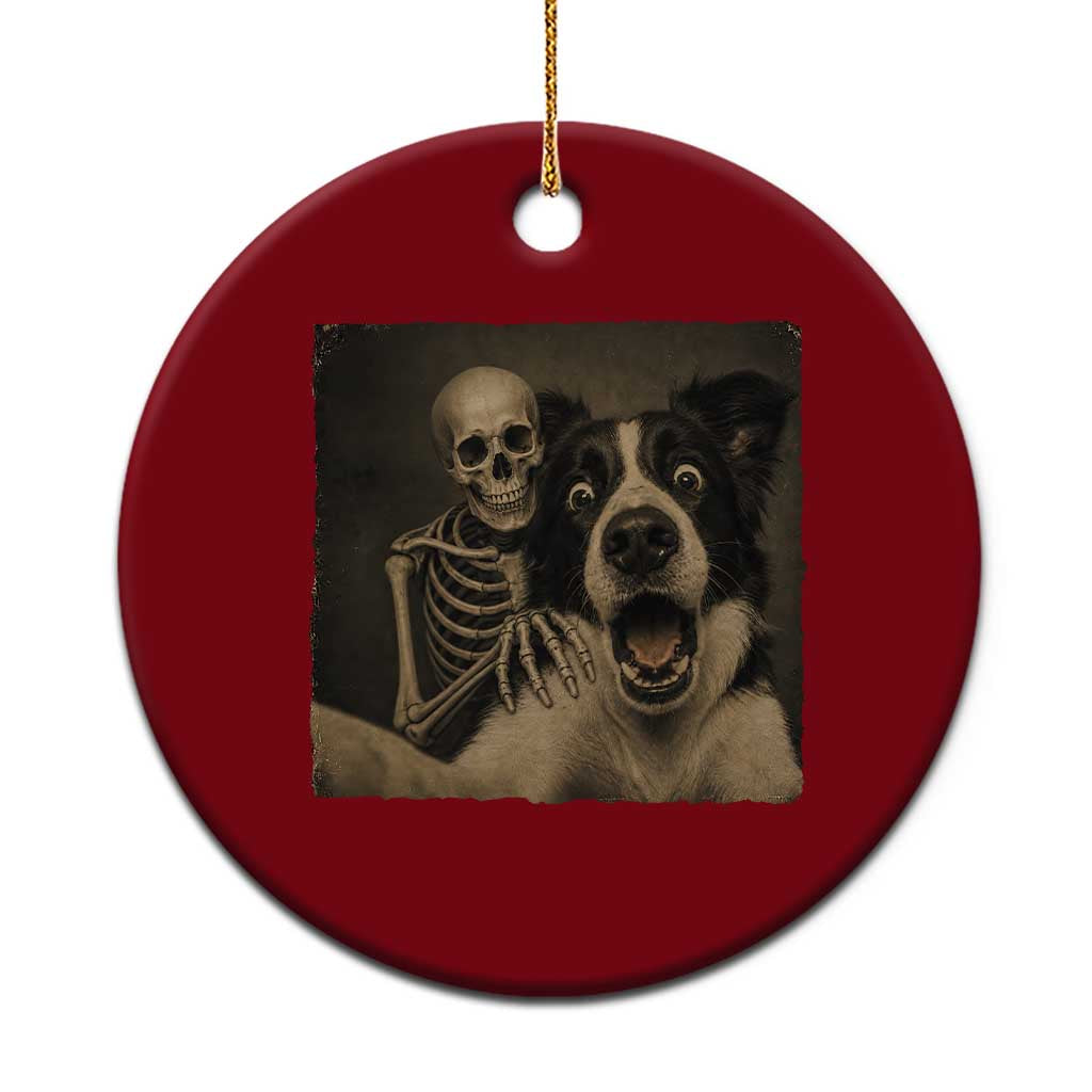 Funny Skeleton Selfie With Border Collie Ceramic Ornament Halloween Spooky Dog Lover Gift TS12 1pc Red Print Your Wear