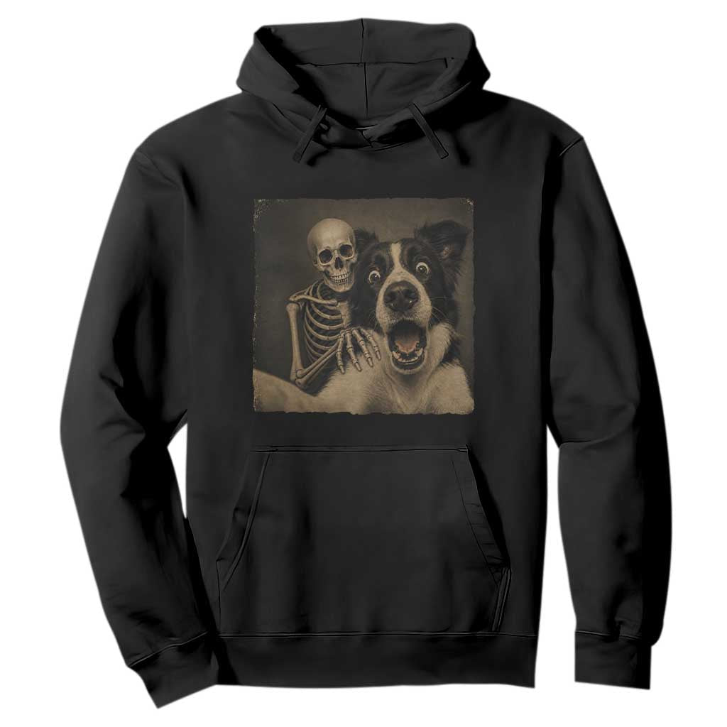 Funny Skeleton Selfie With Border Collie Hoodie Halloween Spooky Dog Lover Gift TS12 Black Print Your Wear