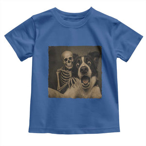 Funny Skeleton Selfie With Border Collie Toddler T Shirt Halloween Spooky Dog Lover Gift TS12 Royal Blue Print Your Wear