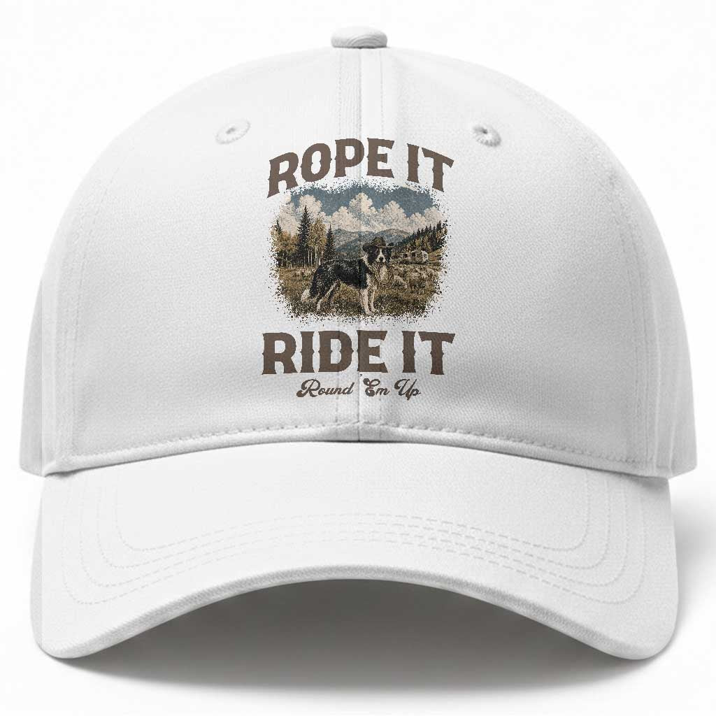 Border Collie Cowboy Farm Dog Baseball Cap Rope It Ride It Round Em Up Ranch Life Gift TS12 Print Your Wear