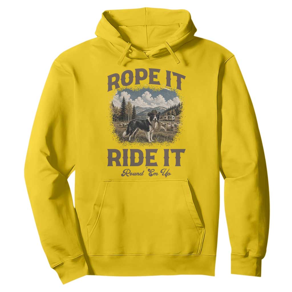 Border Collie Cowboy Farm Dog Hoodie Rope It Ride It Round Em Up Ranch Life Gift TS12 Daisy Print Your Wear
